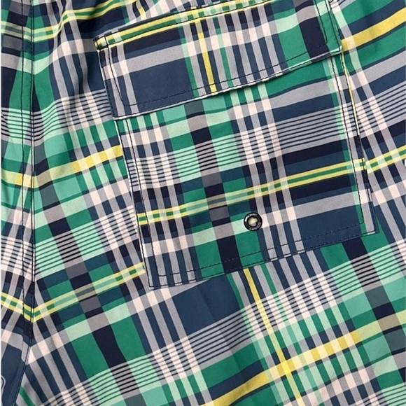 Sperry Mens Sz M Blue Green Plaid Bathing Suit Mesh Lined Summer Swim Trunks - Picture 5 of 7